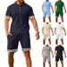Summer Lapel Short Sleeved Shorts Two-piece Sports Casual Men's Set_viptrois.com
