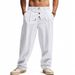 Men's Linen Casual Pants - Relaxed Fit Straight-Leg Trousers With Breathable Fabric For Autumn & Spring_viptrois.com
