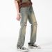 LKTM Men's Wear # American Style Distressed Yellow Mud Blue Ripped Jeans Men's High Street Trendy Brand Loose Casual Be1_viptrois.com