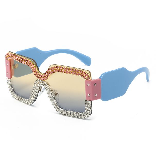 European And American Frameless One Piece Fashion Sunglasses For Women Luxury Double Row Diamond Trendy One Piece Personality Sunglasses For Men_viptrois.com