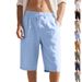 Men's Summer Linen Shorts Thin Beach Casual Loose Straight Capri_viptrois.com