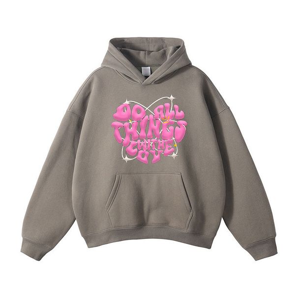 Men's Oversized Drop Shoulder Velvet Letter Print Sweatshirt - Soft Cotton Streetwear Pullover Hoodie For Casual Comfort_viptrois.com