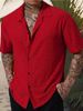 Men's Clothing New Men's Lapel Shirt Ins Style Casual Solid Color Drape Hollow Men's Short Sleeve Wholesale_viptrois.com