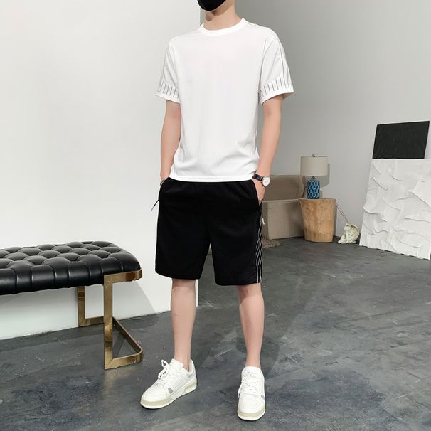 Trendy Sports Summer Light Business Men's Short Sleeved Casual Suit Outdoor Quick Drying Thin Shorts Set Men_viptrois.com