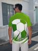 Polo Uomo Taglio Dritto Tessuto Fresco Traspirante Stampa Digitale Calcio Verde, Colletto Manica Corta Sport Casual Taglie Europee_viptrois.com
