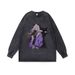 Round Neck Sweatshirt High Street Hip Hop Oversize Loose Washed Vintage Pure Cotton 280G_viptrois.com