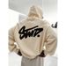 Men's Clothing Hip-Hop Hoodie With Print - Lightweight Cotton Lined Pullover Sweatshirt For Spring & Fall (White, Blue, Black, Gray, Beige)_viptrois.com