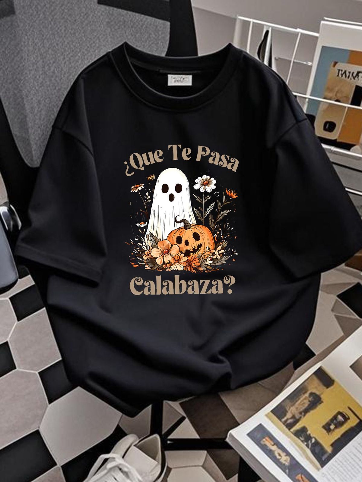 Spanish Halloween T Shirt Retro Latina Spooky Season Pumpkin Bruja Latinx Maestra Spanglish Mexicano Unisex Comfortable Top For Everyday Wear_viptrois.com