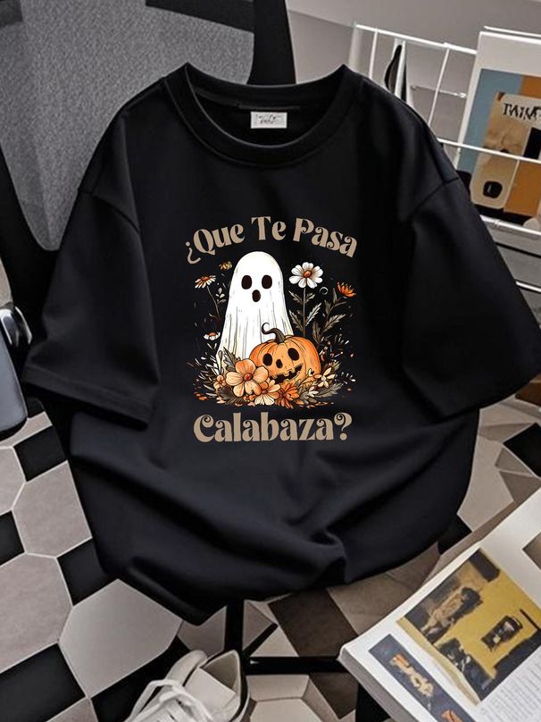 Spanish Halloween T Shirt Retro Latina Spooky Season Pumpkin Bruja Latinx Maestra Spanglish Mexicano Unisex Comfortable Top For Everyday Wear_viptrois.com
