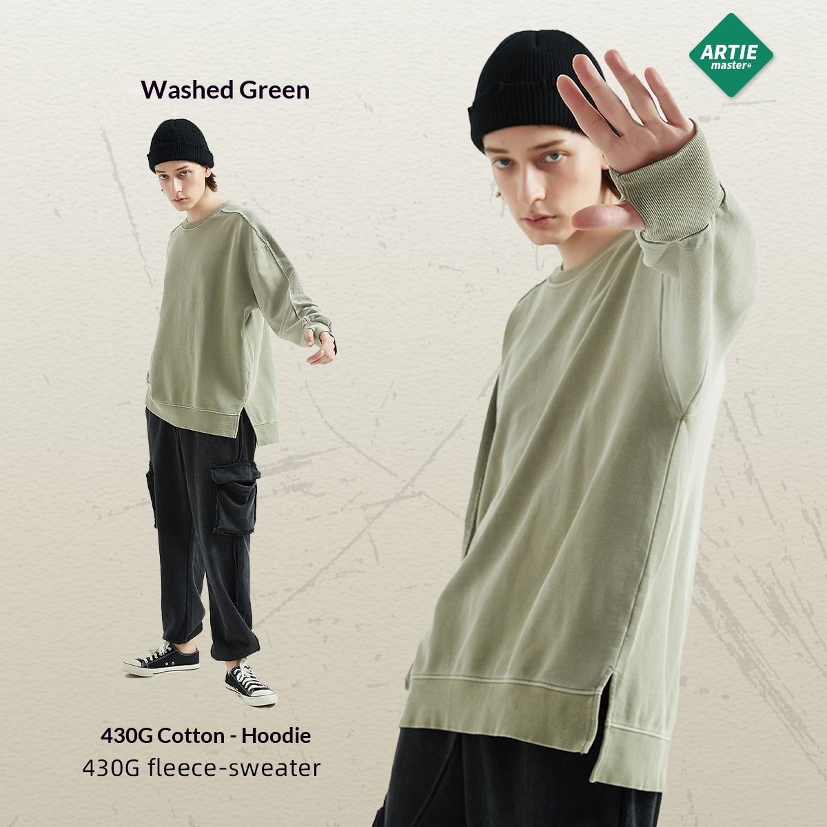 Pure Pure 2025 Auumn Winer Main Promoion 430g Terry Loose Plus Size Washed Rero High Sree Pullover Pachwork Men's_viptrois.com