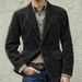 Men's Corduroy Blazer Jacket - Relaxed Fit Casual Suit Coat With Notch Lapel Single Breasted Two-Button Closure Durable & Stylish For Work & Leisure_viptrois.com