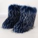 Cross-border European And American Flat High-top Warm Winter Fur Boots Deep Mouth Round Toe Mid-calf Fox Fur Snow Boots For Women_viptrois.com