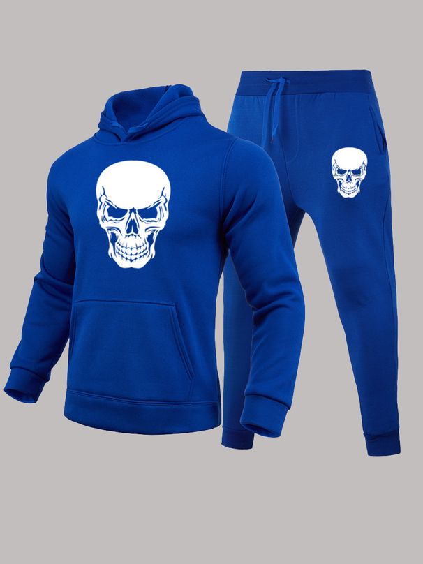 2025 Autumn/Winter New Men's Comfortable And Casual Hooded Hoodie Skull Head Guard Pants Set_viptrois.com