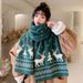 Christmas Scarf For Women - Extra Long & Warm Knitted Scarf With Festive Snowflakes, Bells & Santa Claus, Soft Faux Fur Winter Scarf_viptrois.com