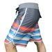 Men's Popular Striped Print Four-Sided Elastic Gray Men's Casual Surfing Beach Shorts_viptrois.com