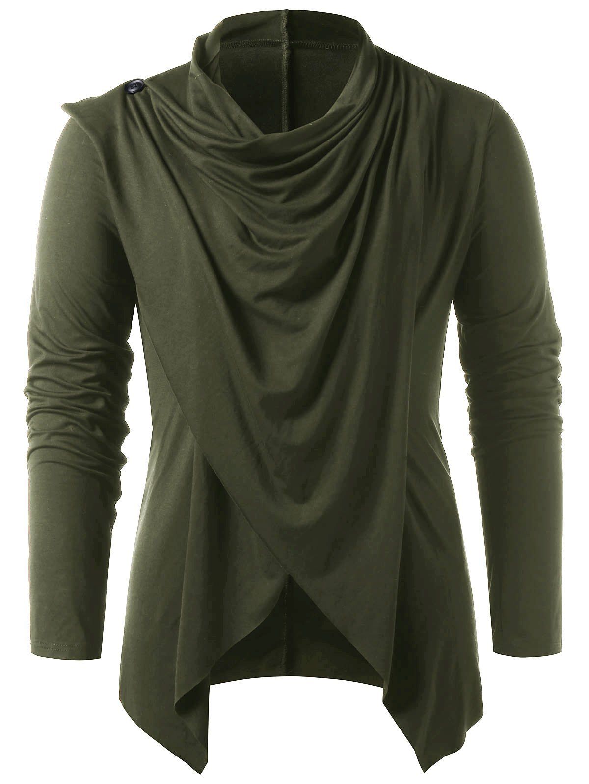 Exclusive Men's Clothing Fashionable Solid Color Cardigan Design Men's Long Sleeved T Shirt_viptrois.com