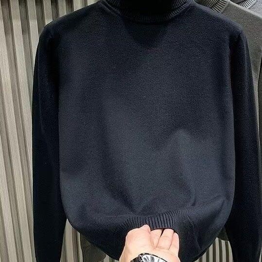 1 European High-Neck Sweater Men 2024 New Autumn Winter Light Lazy High-End Base Shirt Hot-Selling Men's Fashion_viptrois.com