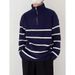 Autumn And Winter Half High Collar Zipper Striped Sweater Men's Loose Pullover Bottoming Sweater_viptrois.com