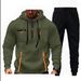 Men's Zip-Up Hoodie With Multi-Pocket Design - Streetwear Pullover Sweatshirt (Dark Gray, Black, Olive, Navy, Khaki) - Unisex Casual Set_viptrois.com