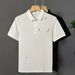 Men's Summer Fashion Short Sleeve Polo Shirt Floral Embroidery Turn Down Collar Korean Style T-Shirt_viptrois.com