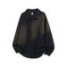 Men's Retro Polo Sweatshirt – Embroidered Collar Loose Fit Pullover For Streetwear & Campus (Black/Charcoal/Beige, S-3XL)_viptrois.com