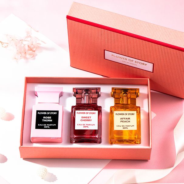 2024 New Hot Perfume Set Box Perfume Flower Tale of Things Three Piece Set Women's Peach Cherry Rose Student Perfume_viptrois.com