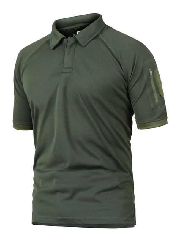 Summer men's tactical camouflage short sleeved elastic slim fit quick drying T-shirt outdoor sports and leisure polo_viptrois.com