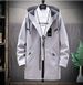 Pulse Daily Shipping Foreign Trade Youth Slim Fit Mid-Length Autumn Men's Hooded Trench Coat Cross-Border Jacket Men_viptrois.com