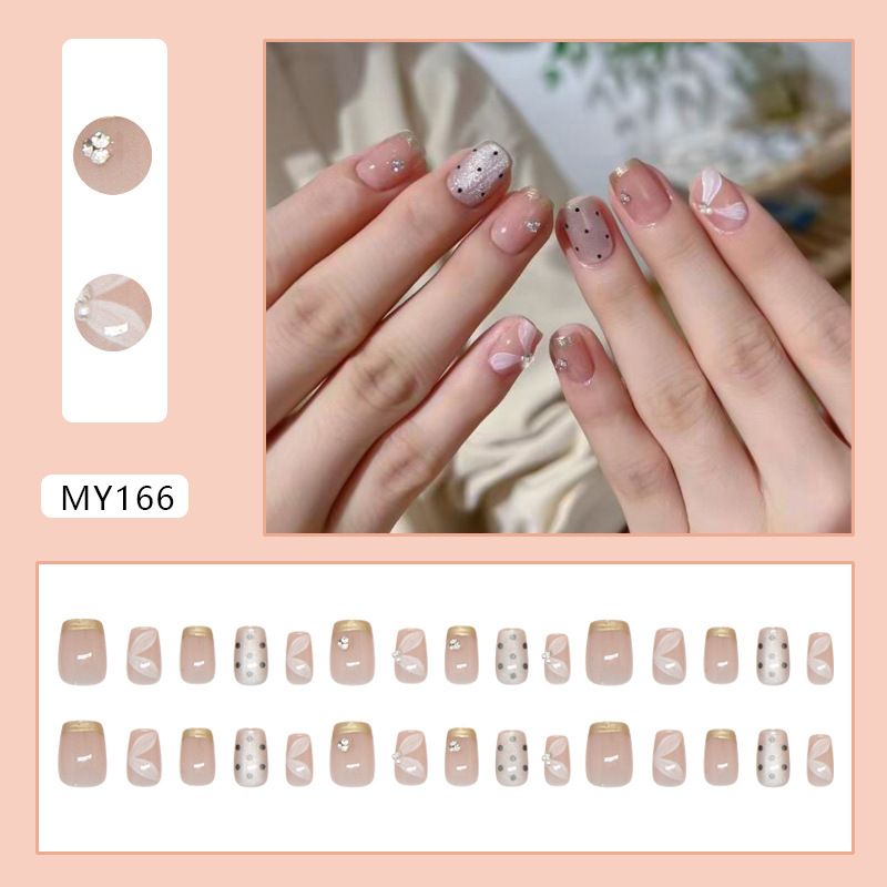 Beauty & Health Three Dimensional Champagne French Polka Dot Cat's Eye Sweet Gentle Fashionable All Match Nail Art Pieces Detachable_viptrois.com