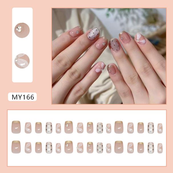 Beauty & Health Three Dimensional Champagne French Polka Dot Cat's Eye Sweet Gentle Fashionable All Match Nail Art Pieces Detachable_viptrois.com
