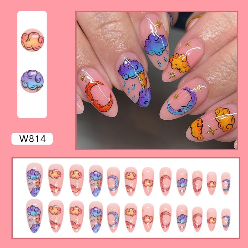 Nails Art & Tools Round Head Bright Eyes Colorful Manicure Gradient Blooming Star Manicure Nails Finished Nails_viptrois.com