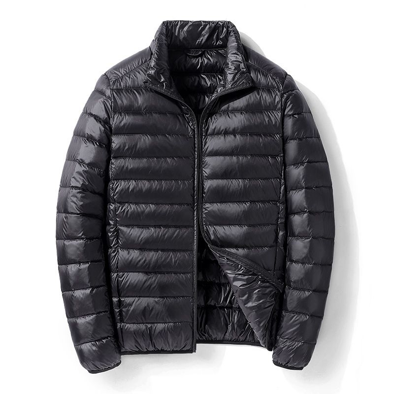 Men's Lightweight Down Jacket – 550FP Duck Down, Breathable & Machine Washable, Slim Fit (Grey/Black/Burgundy/Navy)_viptrois.com