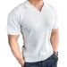 Men's Slim Fit Knit Polo Shirt - Breathable Short Sleeve Casual Top (M-XXXL, Solid Colors)_viptrois.com