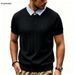 Summer Style Faux Two-Piece Short Sleeve Polo Shirt Shirt Collar T-Shirt Cable Knit Casual Knitwear For Men_viptrois.com