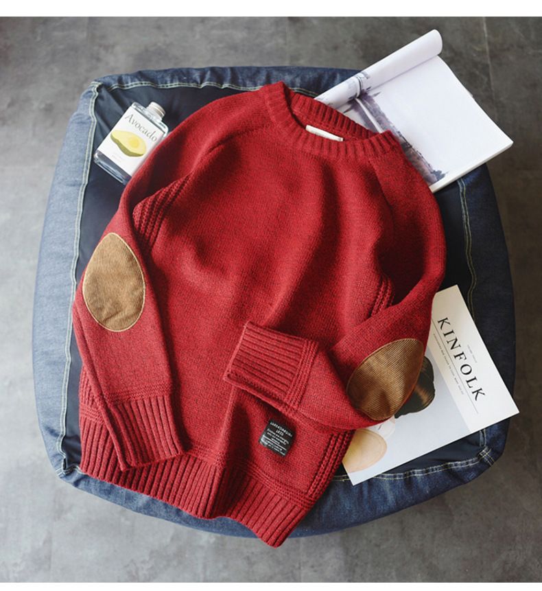 Thickened Men's New Sweater Trendy, Handsome, Personalized, Patchwork Versatile, Knitted Base Sweater, Men's Thread Sweater_viptrois.com