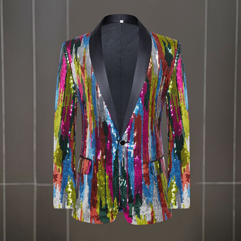 Men's Clothing men's camouflage sequined performance costume host singer dress stage performance nightclub bar fashion suit_viptrois.com