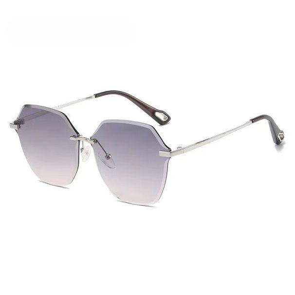 New Fashion Trend Ins Style Women High-end Personality Sun Protection Sunglasses Ladies Face Slimming Bare-faced Glasses_viptrois.com