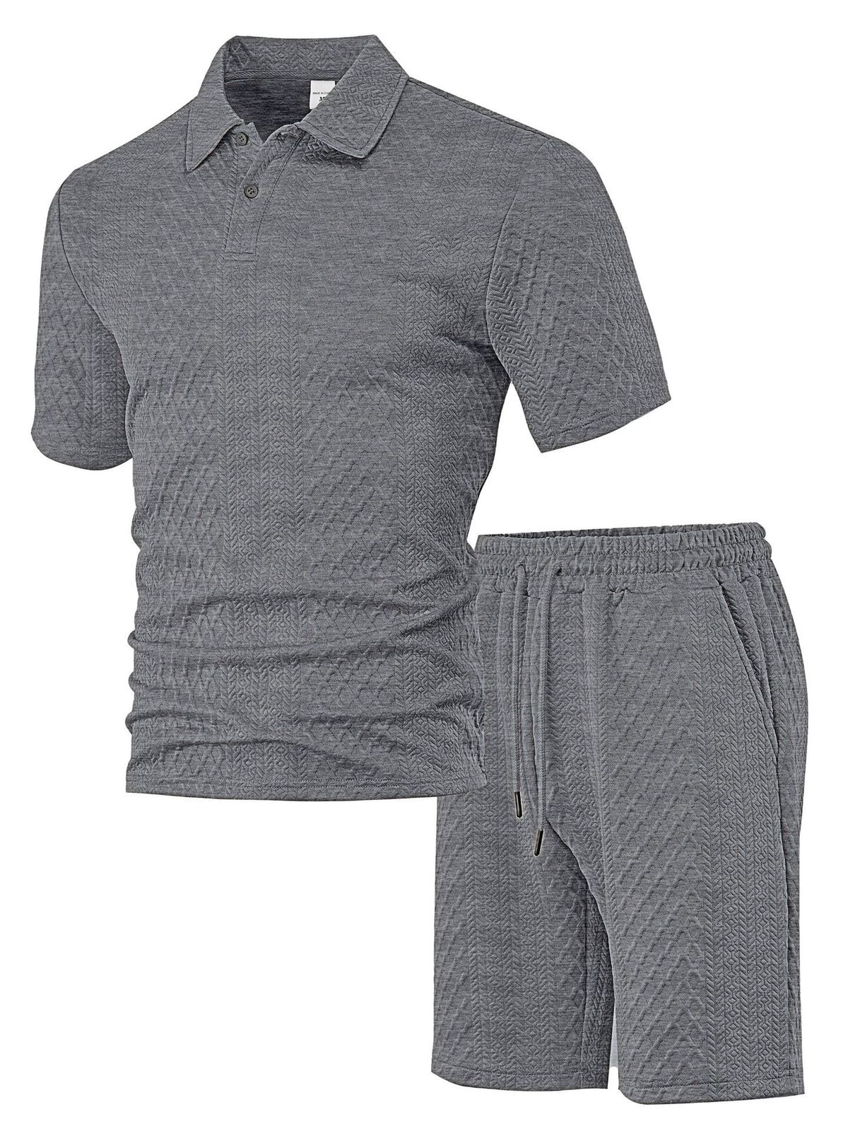 Men's Clothing Men's Jacquard Polo Suit Summer Thin Lapel Sports Short Sleeve_viptrois.com