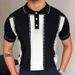 2025d Clothing Summer New Men's Knit Sweater Patchwork Color Business Polo Shirt SY0047_viptrois.com