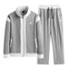 Men's Clothing Men's Spring And Autumn New Patchwork Contrast Color Jacket Trendy Casual Sports Suit Two Piece Set US Letter Style_viptrois.com