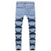 New Jeans Embroidered With Patch, Elastic, Casual, Small Feet, Slim Fit, Men's Pants Trendy_viptrois.com