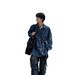 Men's Clothing Retro Shoulder Pad Denim Shirt Model Wear Tie Dyed Distressed Jacket Hairstylist Trendy Shirt_viptrois.com