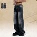 American Jeans Unisex Washed Vintage Loose Wide Leg Straight Trendy High Street Pants_viptrois.com
