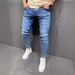 Quality Worn Feet Elastic Tight Jeans Men's_viptrois.com