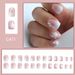 Short Shiny Square Armor Irregular White Stripes Wearing Manicure Pieces Fresh Fashion All-match European and American Foreign Trade 24 Pieces_viptrois.com