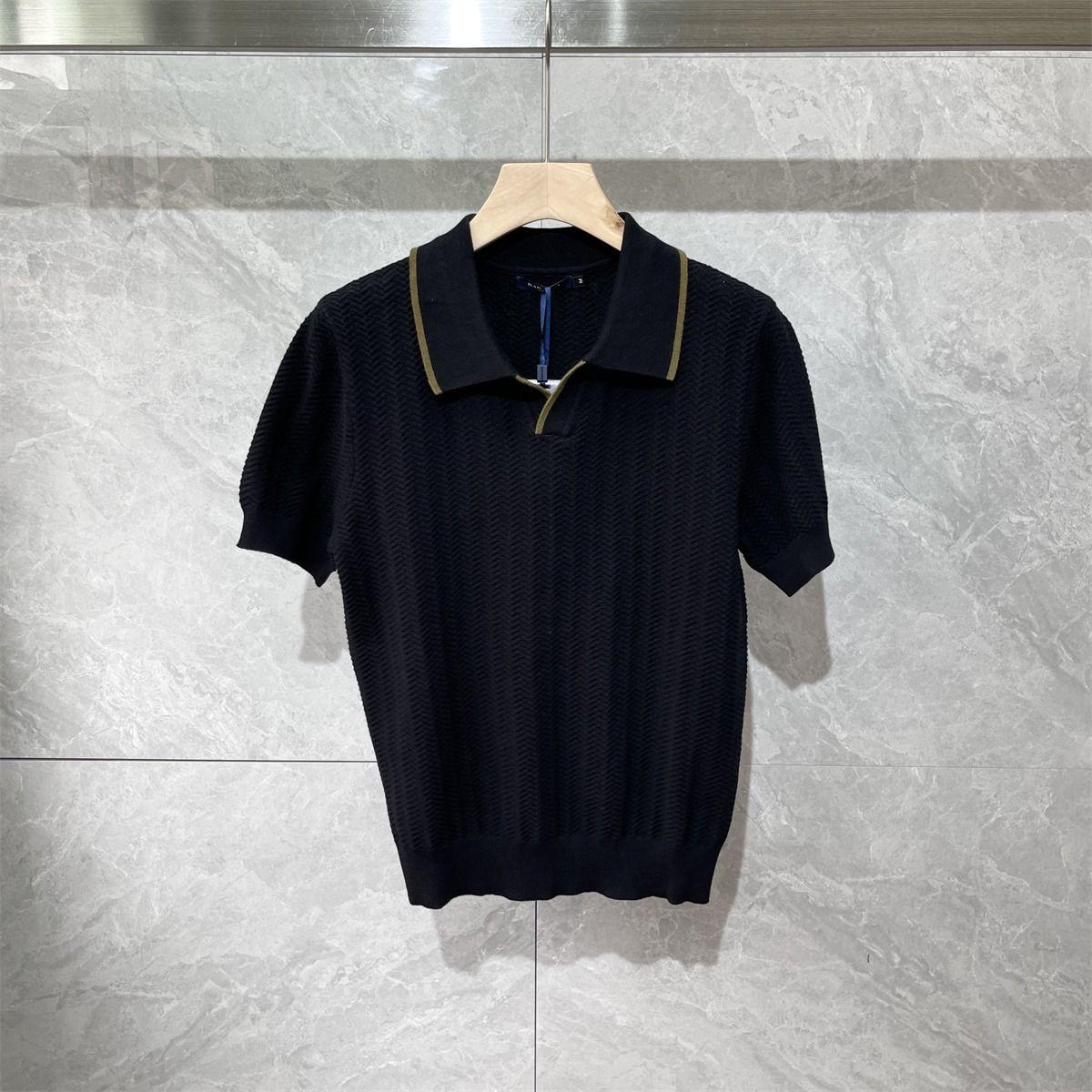 Men's Clothing Summer High End Style Breathable Men's Contrast Color Lapel Knitted Polo Shirt Casual Versatile Short Sleeved Men's T Shirt_viptrois.com
