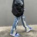 Men's 2022 Vibe Style Patchwork Washed Baggy Men Flare Jeans Pants Color Block Straight Loose Vintage Denim Trousers_viptrois.com