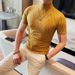 Good Things Recommend Douyin Hot Summer New Men's Short-sleeved T-shirt Semi-turtleneck Bottoming Shirt Personalized Texture Pattern T_viptrois.com