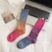 Trendy Gradient Knit Socks For Men And Women - Soft Cotton Blend, Mid-Calf Height, Double-Needle Stitched, Warm & Breathable For Winter All Seasons_viptrois.com