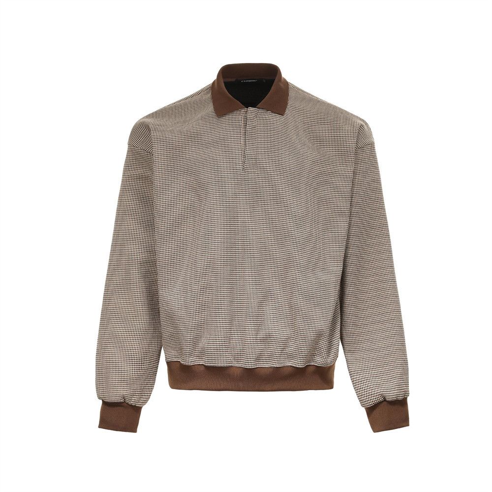 Loose Plaid Turn-Down Sweatshirt Men's Vibe Street Fashion Color Block Patchwork Polo Collar Top Sports Shirt Spring_viptrois.com